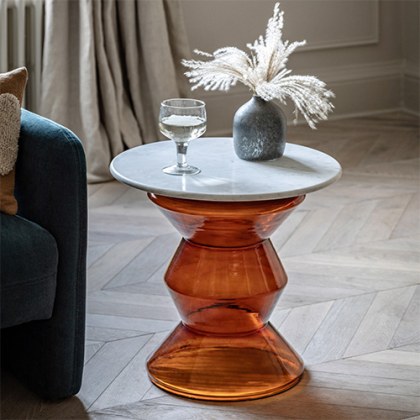 Gallery Direct Turin Marble and Glass Lamp Table Gallery Direct Turin Marble and Glass Lamp Table