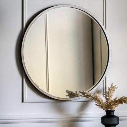 Gallery Direct Higgins Round Mirror Antique Silver Gallery Direct Higgins Round Mirror Antique Silver