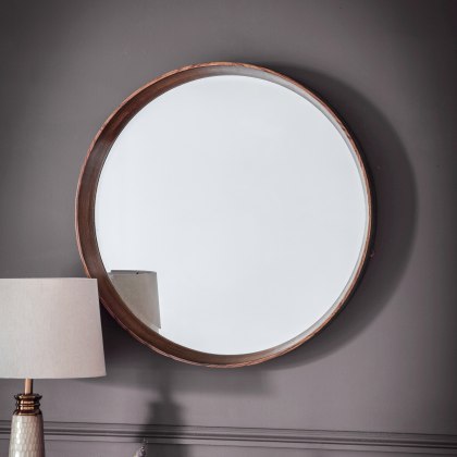Gallery Direct Keaton Round Mirror Walnut, Small Gallery Direct Keaton Round Mirror Walnut, Small
