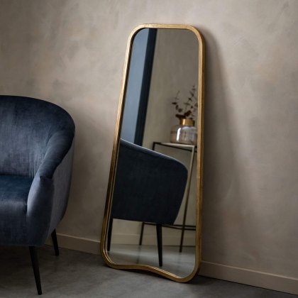 Gallery Direct Kurva Leaner Mirror Gold Gallery Direct Kurva Leaner Mirror Gold