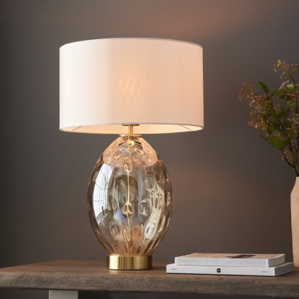 Gallery Direct Elin Dimple Table Lamp – Champagne Finish Gallery Direct Elin Dimple Table Lamp – Champagne Finish