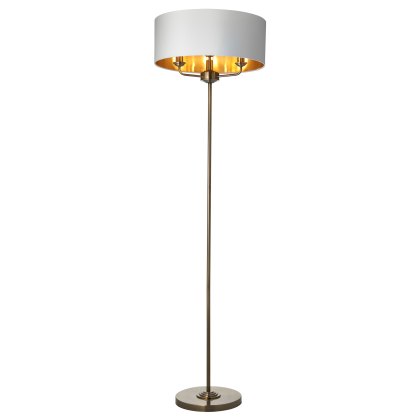 Gallery Direct Highclere 3-Light Floor Lamp – Antique Brass Finish Gallery Direct Highclere 3-Light Floor Lamp – Antique Brass Finish