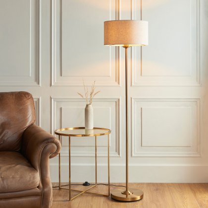 Gallery Direct Highclere 3-Light Floor Lamp – Antique Brass Finish Gallery Direct Highclere 3-Light Floor Lamp – Antique Brass Finish