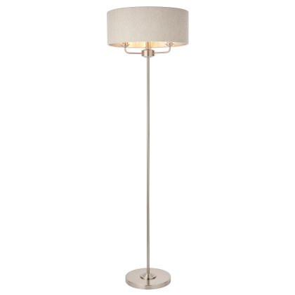 Gallery Direct Highclere Floor Lamp, Brushed Chrome & Natural Linen Shade Gallery Direct Highclere Floor Lamp, Brushed Chrome & Natural Linen Shade