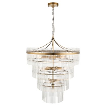 Gallery Direct Marietta 16 Light Tiered Pendant – Antique Brass & Clear Glass Rods Gallery Direct Marietta 16 Light Tiered Pendant – Antique Brass & Clear Glass Rods