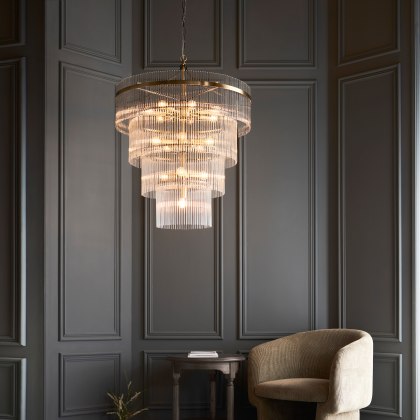 Gallery Direct Marietta 16 Light Tiered Pendant – Antique Brass & Clear Glass Rods Gallery Direct Marietta 16 Light Tiered Pendant – Antique Brass & Clear Glass Rods