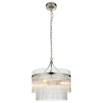 Gallery Direct Marietta 5 Light Pendant – Bright Nickel & Clear Glass Rods Gallery Direct Marietta 5 Light Pendant – Bright Nickel & Clear Glass Rods
