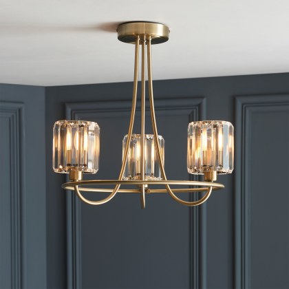 Gallery Direct Berenice 3 Light Semi-Flush Ceiling Light – Antique Brass & Faceted Glass Gallery Direct Berenice 3 Light Semi-Flush Ceiling Light – Antique Brass & Faceted Glass