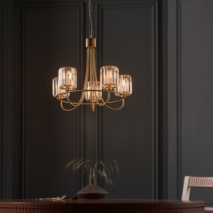 Gallery Direct Berenice 5 Light Pendant Light Antique Brass and Faceted Glass Gallery Direct Berenice 5 Light Pendant Light Antique Brass and Faceted Glass