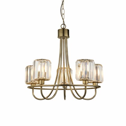 Gallery Direct Berenice 5 Light Pendant Light Antique Brass and Faceted Glass Gallery Direct Berenice 5 Light Pendant Light Antique Brass and Faceted Glass