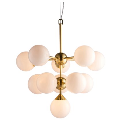 Gallery Direct Oscar Pendant Light Brushed Gold with Gloss White Glass Gallery Direct Oscar Pendant Light Brushed Gold with Gloss White Glass