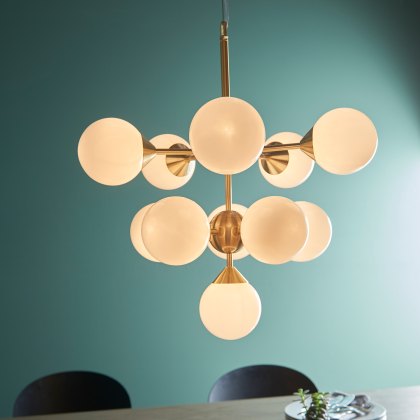 Gallery Direct Oscar Pendant Light Brushed Gold with Gloss White Glass Gallery Direct Oscar Pendant Light Brushed Gold with Gloss White Glass