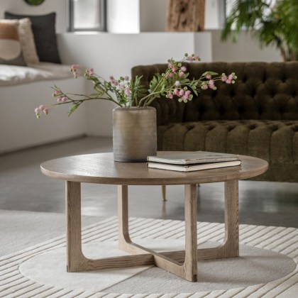 Gallery Direct Craft Round Coffee Table Smoked Gallery Direct Craft Round Coffee Table Smoked