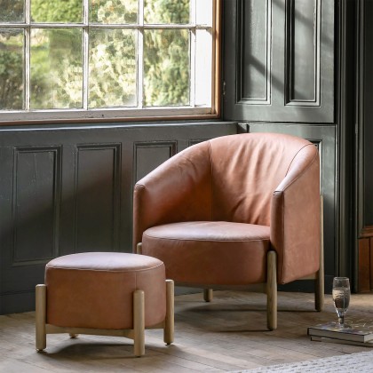 Gallery Direct Tindon Vintage Brown Leather Footstool Gallery Direct Tindon Vintage Brown Leather Footstool