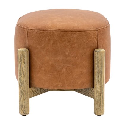 Gallery Direct Tindon Vintage Brown Leather Footstool Gallery Direct Tindon Vintage Brown Leather Footstool