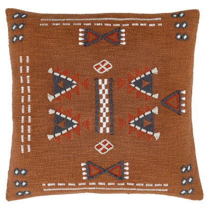 Gallery Direct Arlo Embellished Cushion Brown 500x500mm Gallery Direct Arlo Embellished Cushion Brown 500x500mm