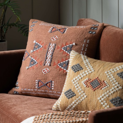 Gallery Direct Arlo Embellished Cushion Brown 500x500mm Gallery Direct Arlo Embellished Cushion Brown 500x500mm