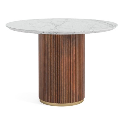 Crawley Walnut Dining Round Dining Table - Marble Top Crawley Walnut Dining Round Dining Table - Marble Top