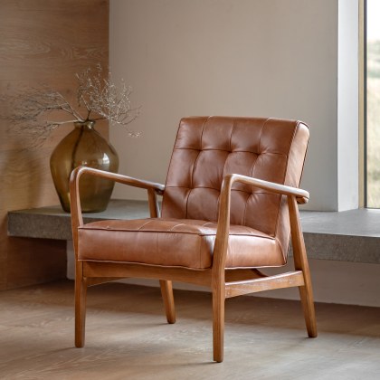 Gallery Direct Humber Mid-century Modern Armchair - Vintage Brown Leather Gallery Direct Humber Mid-century Modern Armchair - Vintage Brown Leather