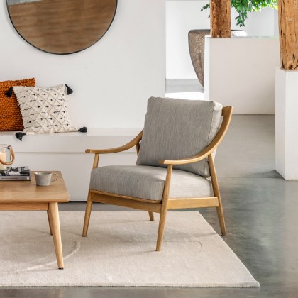 Gallery Direct Reliant Mid-Century Modern Armchair | Natural Linen Gallery Direct Reliant Mid-Century Modern Armchair | Natural Linen