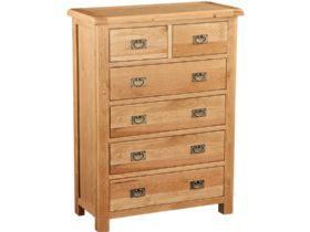 Winchester 2178 oak 6 drawer chest of drawers at Furniture Barn
