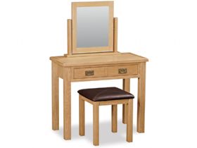 Salisbury oak dressing table, mirror and stool