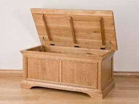 Flagbury oak blanket box available at Furniture Barn