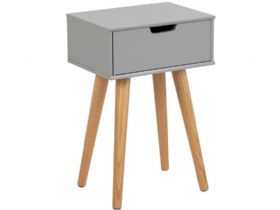 Malmo grey MDF and Oak bedside table available at Furniture Barn