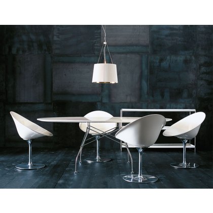 Kartell Glossy by Antonio Citterio Oval White Glass Table