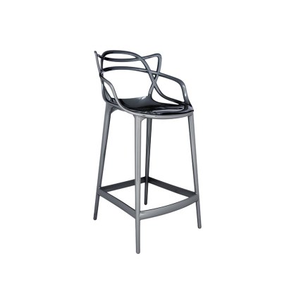 Kartell Masters by Phillippe Starck Stool H.65 Titanium Metallic