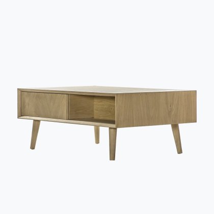 Milan Oak 2 Drawer Coffee Table