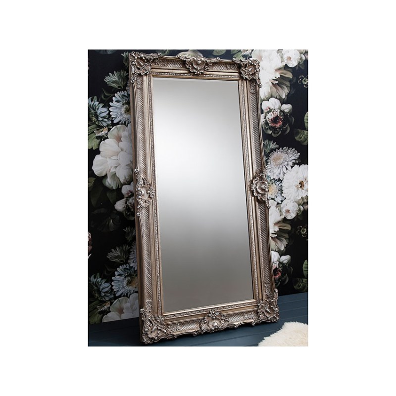 Kephri Silver Leaner Mirror 70 x 35,Ornate frame Antique silver finish Kephri Silver Leaner Mirror 70 x 35,Ornate frame Antique silver finish