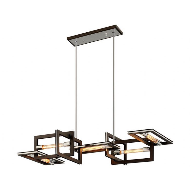 Enigma Bronze and Stainless 5 Light Linear Chandelier Enigma Bronze and Stainless 5 Light Linear Chandelier