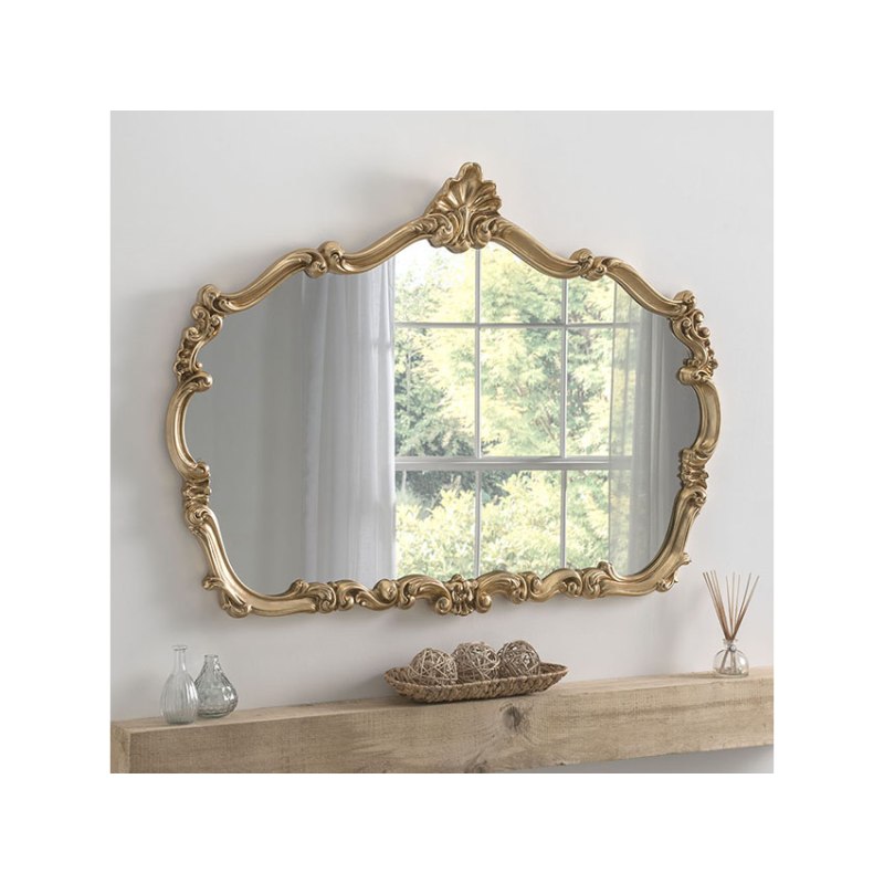 Large Gold Leafed Overmantle Mirror Large Gold Leafed Overmantle Mirror